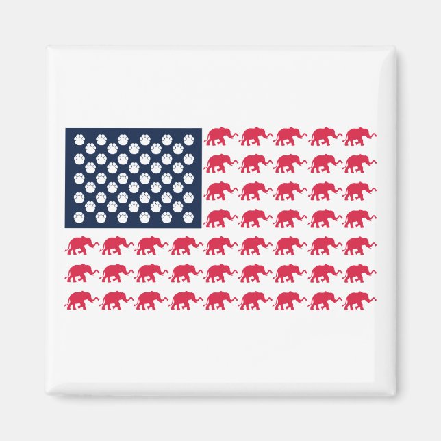 Elephant American Flag Magnet (Vorne)
