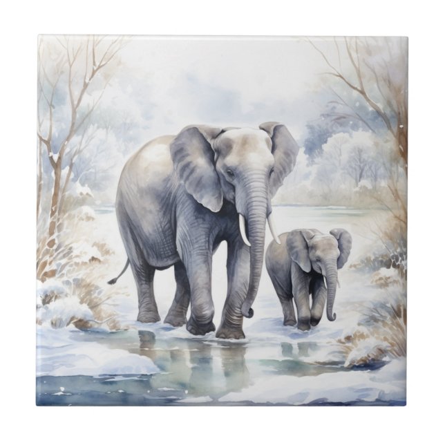 Elephant and Baby Fliese (Vorderseite)