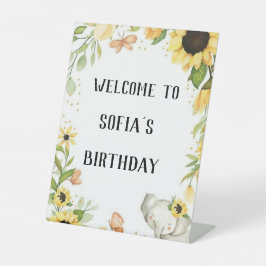 elephant and sunflower party, sockelschild