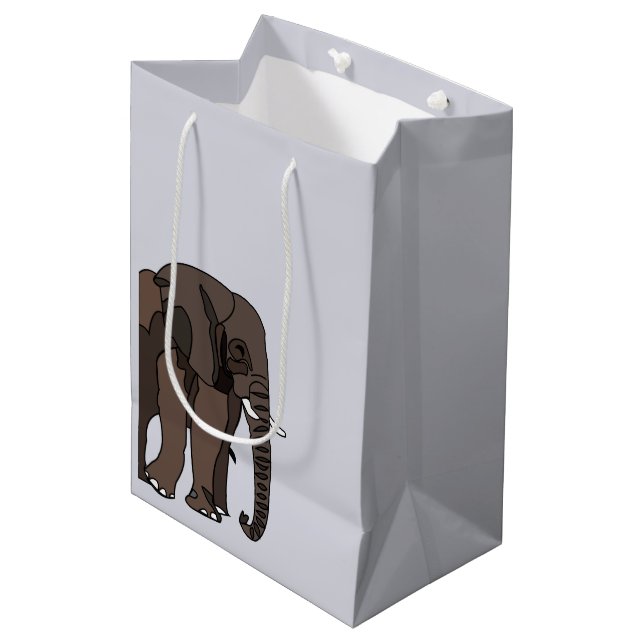 Elephant Animal Art Mittlere Geschenktüte (Vorderseite Schrägansicht)