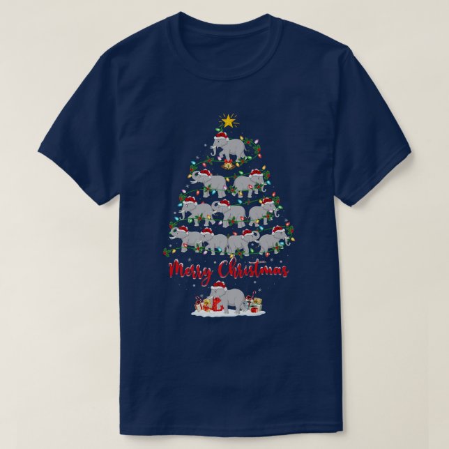 Elephant Animal Lover Matching Santa Elephant Chri T-Shirt (Design vorne)