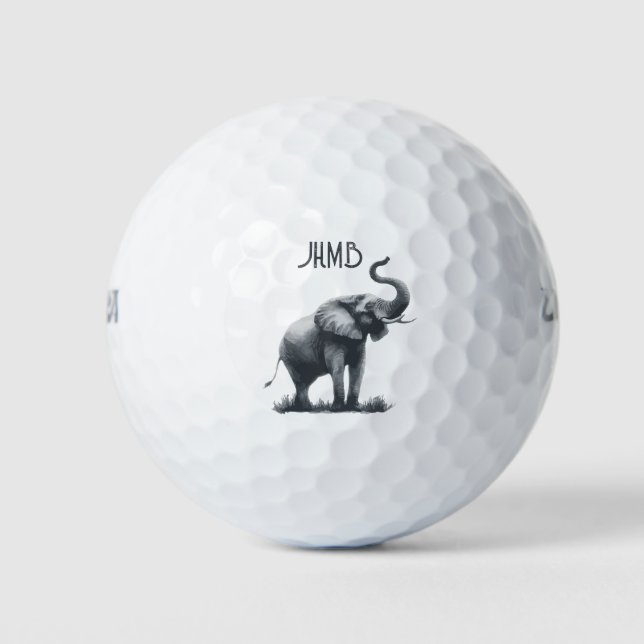 Elephant Animal Monogram Art Golfball (Vorderseite)