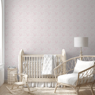 Elephant Animal Pink Line Art Baby Room Tapete