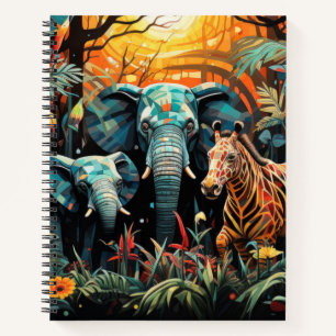 Elephant Animal Portrait farbenfrohe Malerei Notizbuch