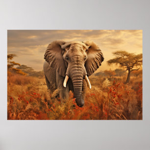 Elephant Animal Wildlife Wilderness Kunst Poster