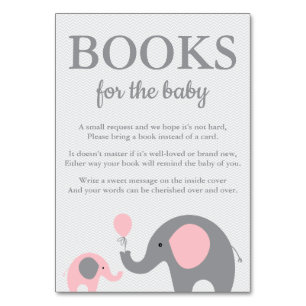 Elephant apporte une carte de livre en rose et gri