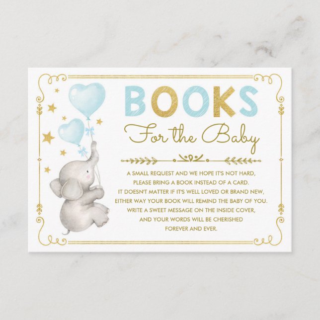 Elephant Apportez une carte de livre Blue Gold Twi (Devant)