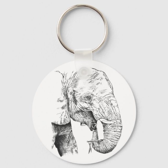 Elephant Art Round Metal Schlüsselanhänger mit Fun (Vorderseite)