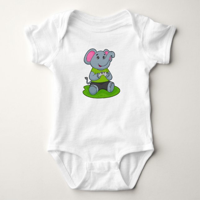 Elephant as Gamer Baby Strampler (Vorderseite)
