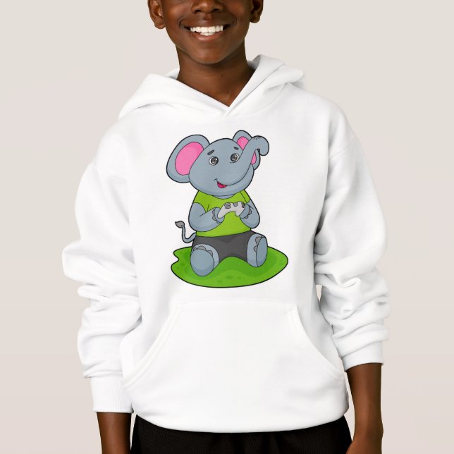 Elephant as Gamer Hoodie (Vorderseite)
