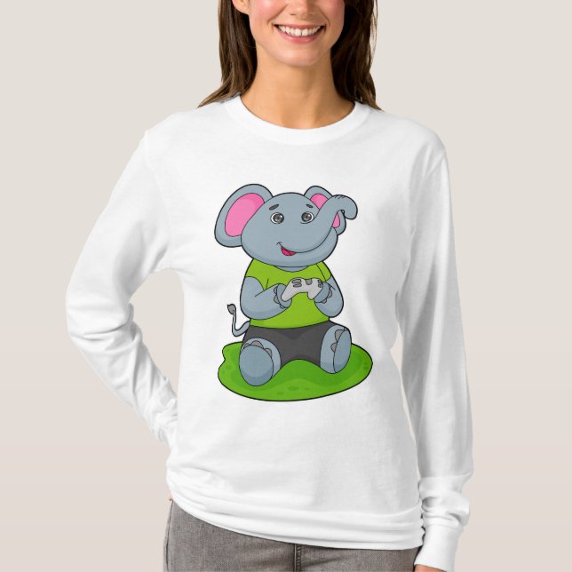 Elephant as Gamer T-Shirt (Vorderseite)