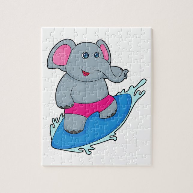 Elephant as Surfer with Surfboard (Vertikal)