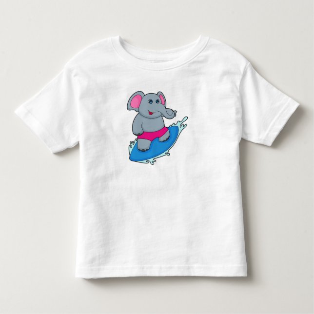 Elephant as Surfer with Surfboard Kleinkind T-shirt (Vorderseite)