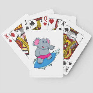Elephant as Surfer with Surfboard Spielkarten