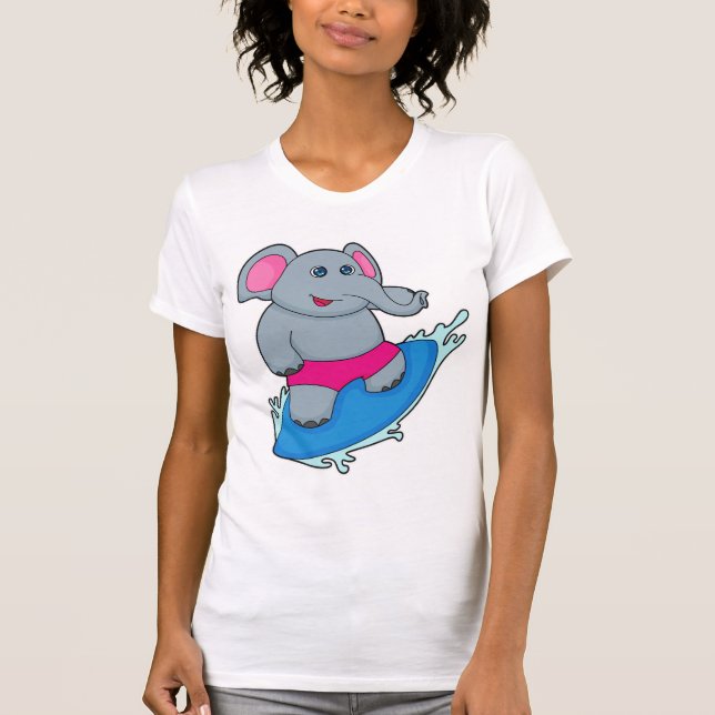 Elephant as Surfer with Surfboard T-Shirt (Vorderseite)
