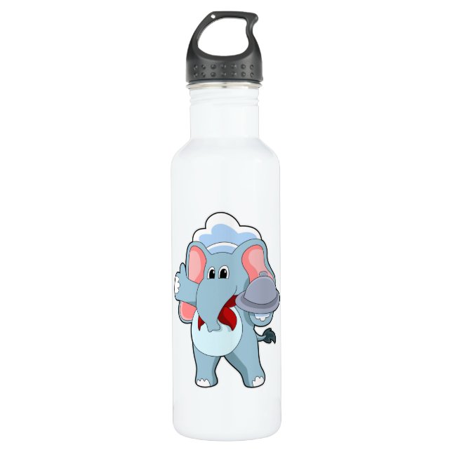 Elephant as Waiter with Platter Edelstahlflasche (Vorderseite)