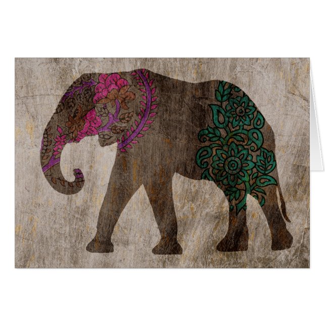 Eléphant asiatique tribal zen (Devant horizontal)