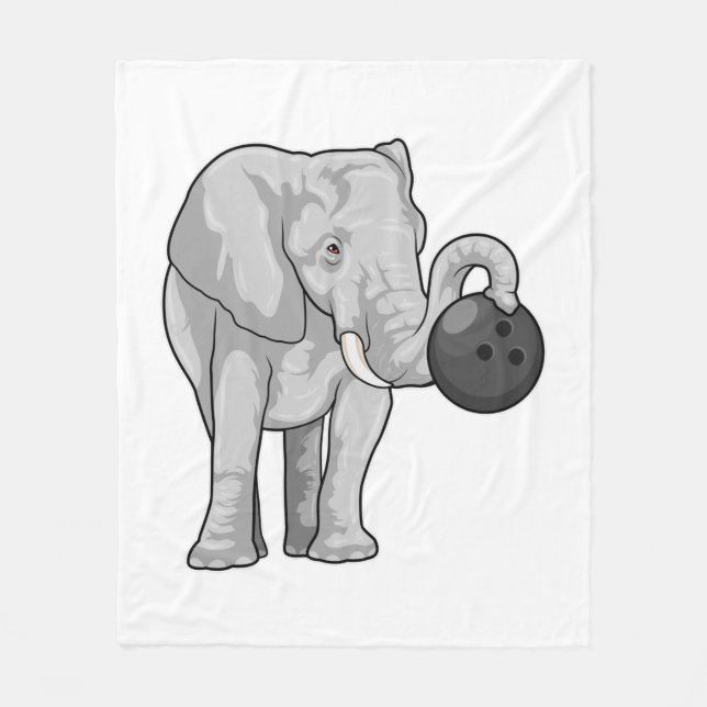 Elephant at Bowling with Bowling ball Fleecedecke (Vorderseite)
