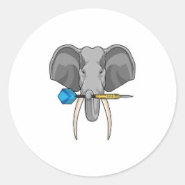 Elephant at Darts with Dart Runder Aufkleber