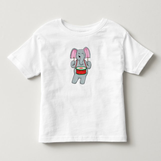 Elephant at Music with Drum Kleinkind T-shirt (Vorderseite)