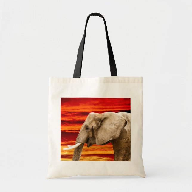 Eléphant au coucher du soleil - Sac fourre-tout (Devant)