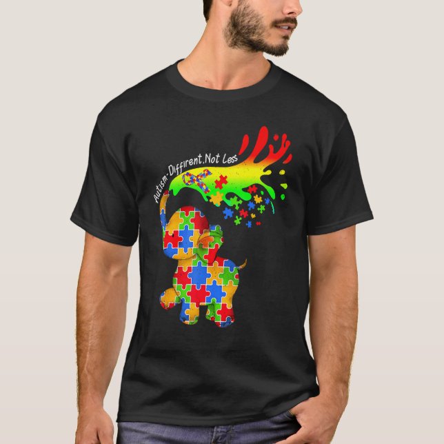 Elephant Autism Different Not Less Be Kind Puzzle  T-Shirt (Vorderseite)