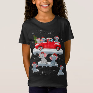 Elephant Autofahren Weihnachtsbaum Red Truck Elefa T-Shirt
