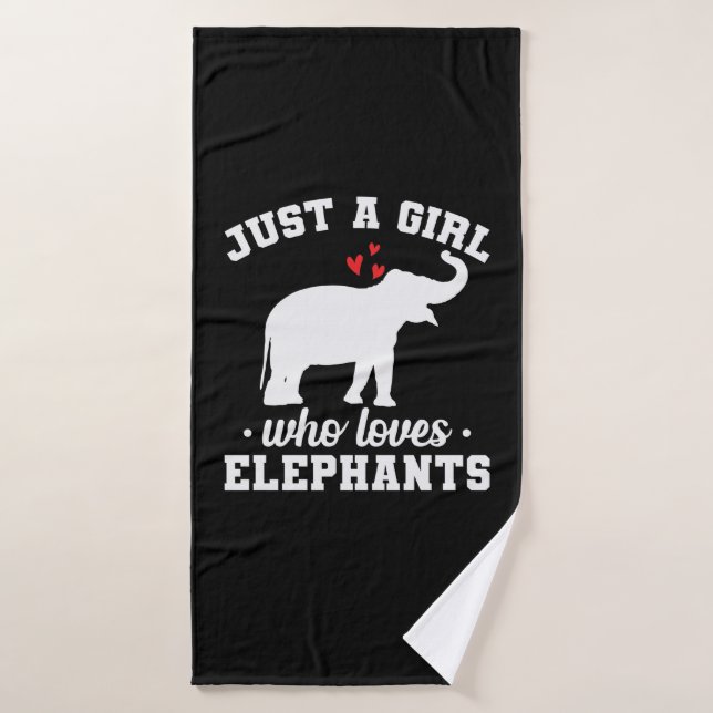 Éléphant avec coeur Will a Girl who loves elephant (Serviette de bain)