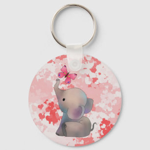 Éléphant avec porte-clés pliés en rose