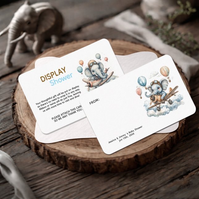Elephant Aviator Baby Shower Display Shower  Begleitkarte (Von Creator hochgeladen)