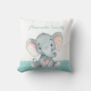Elephant Baby Aqua Aquamarin Türkis Kissen