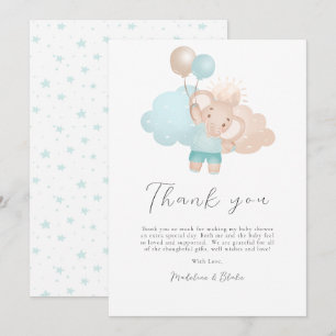 Elephant Baby Boy Baby Dusche Danke Karte