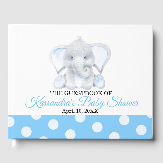 Elephant Baby Boy Baby Dusche Gästebuch (Vorderseite)