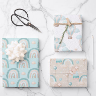 Elephant Baby Boy Babydusche Packpapier Geschenkpapier Set
