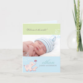 Elephant Baby Boy Foto Geburtsankündigung Ankündigung