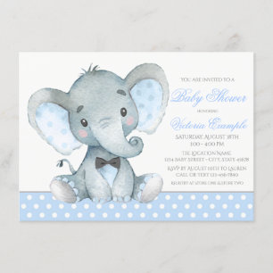 Elephant Baby Boy Shower Invitations
