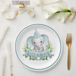 Elephant Baby Boys Babydusche Pappteller