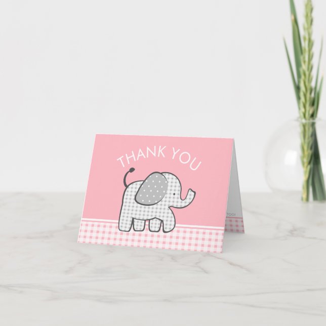 Elephant Baby Danke Pink Gingham (Vorderseite)