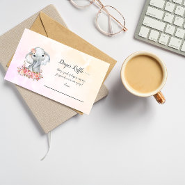 Elephant Baby Diaper Raffle Begleitkarte