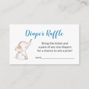 Elephant Baby Diaper Raffle Ticket Begleitkarte