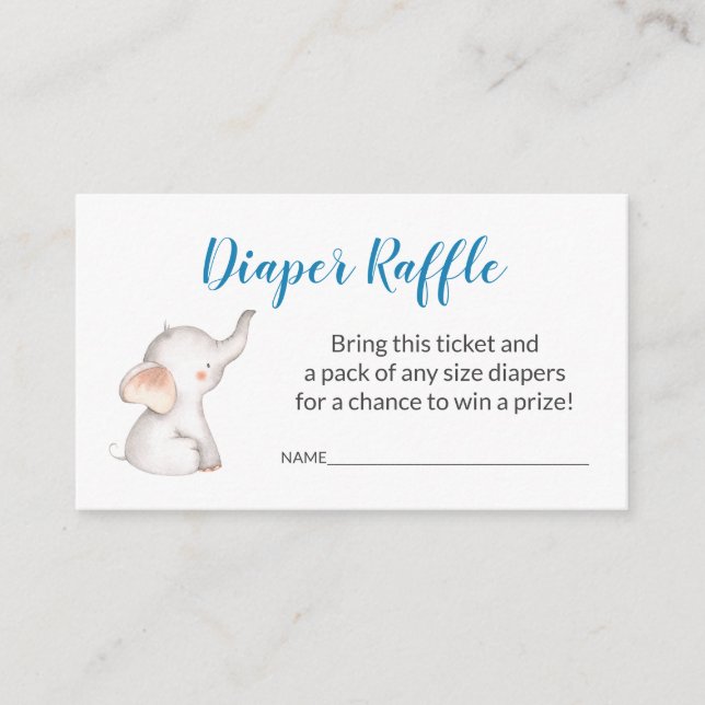 Elephant Baby Diaper Raffle Ticket Begleitkarte (Vorderseite)