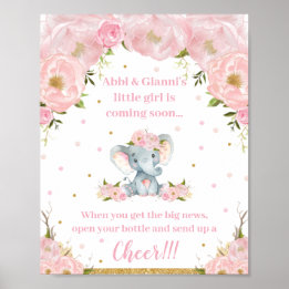 Elephant Baby Dusche Anreise Cheer Pop Champagne Poster