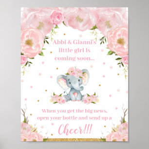 Elephant Baby Dusche Anreise Cheer Pop Champagne Poster