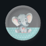 Elephant Baby Dusche Aqua Aquamarin Türkis und Gra Pappteller<br><div class="desc">Elephant Baby Shower Aqua Aquamarin Türkis und Gray Paper Plate</div>