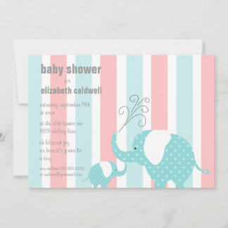Elephant Baby Dusche - Aqua Einladung