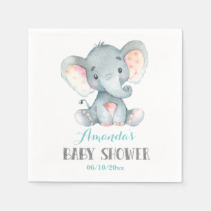 Elephant Baby Dusche Aqua Napkins Serviette