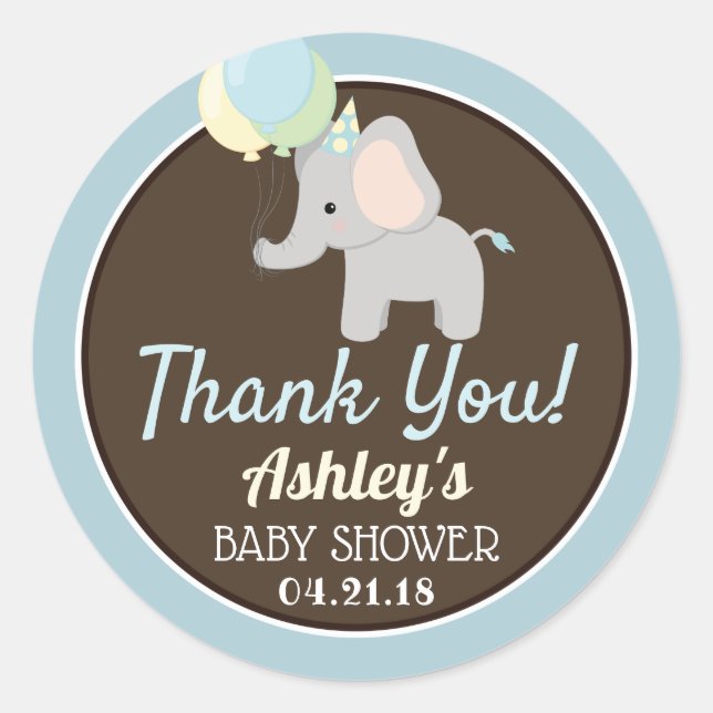 Elephant Baby Dusche Danke Stickers (Vorderseite)