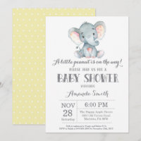 Elephant Baby Dusche Einladung Gelb und Grau