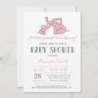 Elephant Baby Dusche Einladung Rosa und Grau