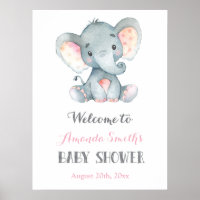 Elephant Baby Dusche Rosa und Grau Begrüßungszeich
